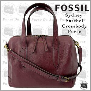 Fossil Sydney Satchel Crossbody Burgundy Merlot Raisin Leather # SHB-1978